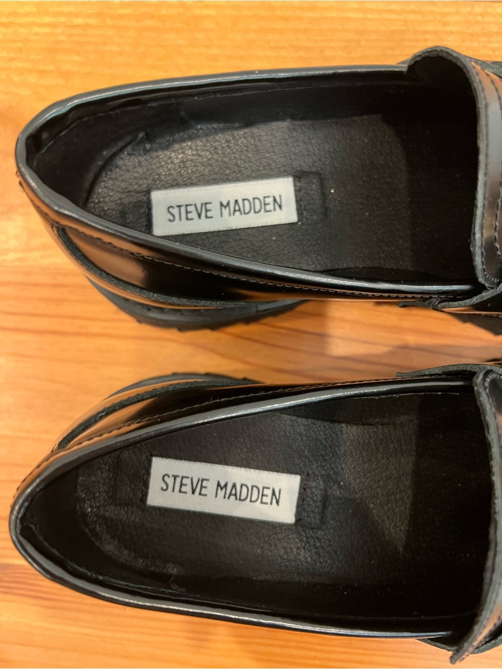 Steve Madden Lando Shoes Womens 8M Black Leather Chunky Lug Horsebit Loafers NEW - Picture 11 of 14